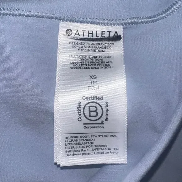 Athleta Salutation Stash Pocket II Cinch 7/8 Star Blue Extra Small NWOT - Picture 8 of 9